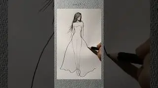 Draw a dress 🤫 I forgot something #aram_nabeel #art #shorts