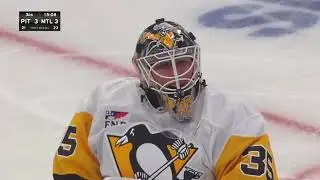 Tristan Jarry hit in face with stick