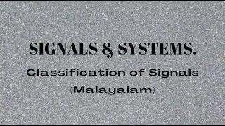 Classification of Signals(Malayalam)