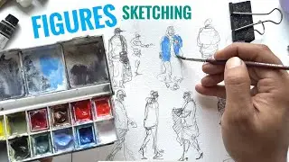 Sketching some Random Figures with Watercolor (Timelapse)