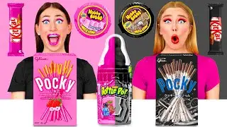 Black vs Pink Food Challenge | Funny Food Situations by BaRaDa Challenge