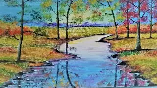 Autumn forest 🍁🍂Step by step Easy Technique/Осенний лес 🍁🍂Пошаговая легкая техника
