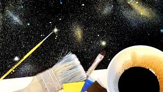 Make Stars Glow in Space \\\ Acrylic Painting Process - Brush Techniques