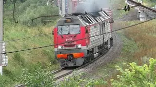 Самый первый! Тепловоз 2ТЭ25КМ-0001 с контейнерным составом