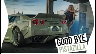 Mareike Fox driving her bagged Rocketbunny Pandem GT-R 35 for the last time