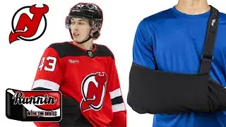 Luke Hughes NJ Devils Injured | Spotted In A Sling