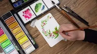 Christmas Wreath Creative Watercolor Greeting Card