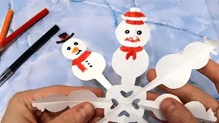 Разноцветный снеговик из бумаги А4 / Поделки на новый год / Поделки для детей