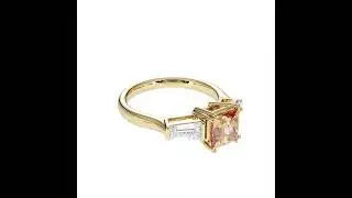 Atyaza Inc Yellow Gold Citrine Ring and Diamond Engagement ATZR 0784
