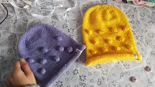 Hat with cones / how to close a hat / hat without a lapel / hat for children with knitting needles