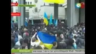 Митинг в Симферополе 26 02 2014 Крым - беспорядки