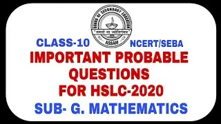 Important questions/common questions Math Model Question Paper for Hslc 2020