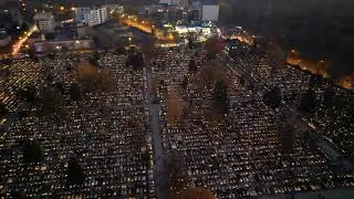 Dzień Wszystkich Świętych 1 listopada 2024 cmentarz Mania #kochamlodz #drone #poland