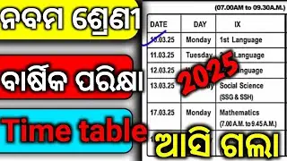 Annual exam 9th class Time table 2025||Time table annual exam||9th class annual exam time table