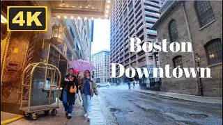 Boston, Massachusetts 🇺🇸 4K Walk | Downtown