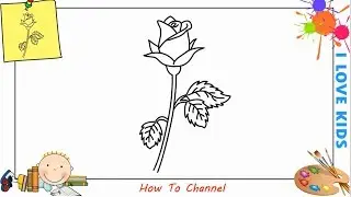 How to draw a rose EASY step by step for kids, beginners, children 4