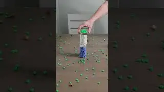 Tower of plastic and wooden beads