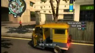 Just Cause 2 leg trapped after being thrown out of car