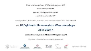 Zaproszenie na IV Dyktando Uniwersytetu Warszawskiego