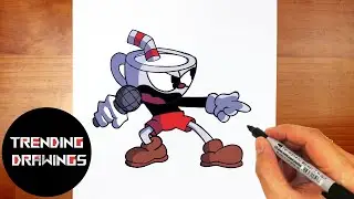 How To Draw FNF MOD Character - Indie Cross Cuphead Easy Step by Step