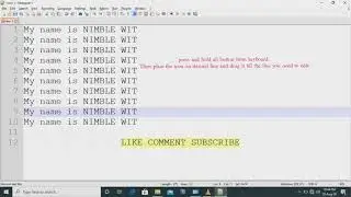 Notepad++ shortcut | select multiple lines to add text to all lines together | one min video