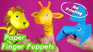 DIY 3 Wild Jungle Finger Puppets with wiggly  eyes  (Without Printing)