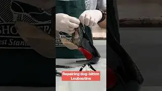 Here's how dog-bitten Louboutins are repaired. #ShoeRestoration #Louboutin #ShoeRepair