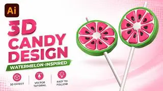 Creating a Watermelon-Inspired 3D Candy Design in Adobe Illustrator