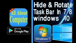 How to hide taskbar in windows 10 | How to rotate taskbar in windows 10