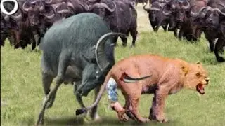 Lion Family In Turn Sacrifice When Suddenly Attack By Herd Of Crazy Buffalo, Animal Planet Discovery