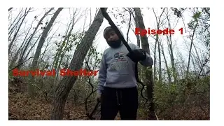 Building A Primitive Survival Shelter For 2 People - Bug Out Camp Ep:1