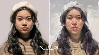 Painting a Young Girl Wearing Hat Step by Step | Oil Portrait Tutorial