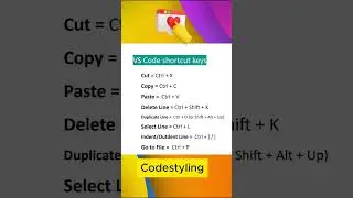 Visual Studio Code Shortcut Keys ||  #codestyling #codeing