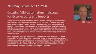 Creating VBA automation in Access for Excel exports and imports