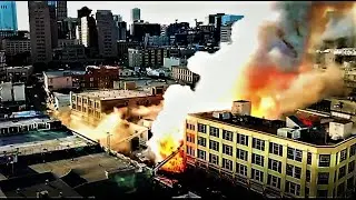 Terrible Fire in Downtown Los Angeles - Firefighters in DANGER!