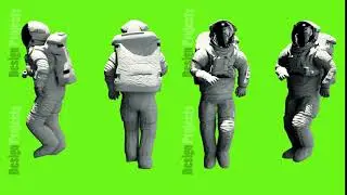 Fun astronaut walking. Loopable animation on green screen. 4k.