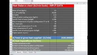 How to solve examples on heat balance sheet problems in IC Engine - Thermodynamics Excel calculator