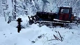ДТ-75 в заснеженном лесу