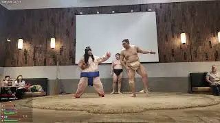 Small korean lady tries sumo