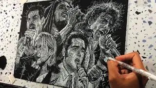 I Draw 5 Legendary Singers on a Black Paper, can you recognise them all?