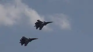 МАКС 2021. Парный пилотаж Су-30.