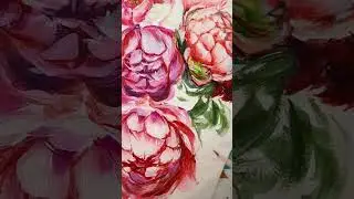Пионы акриловой краской 