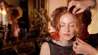 ASMR Elegant up-do hair styling with hair curling and perfectionist fixing ✨