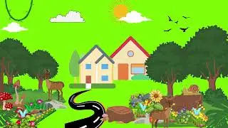 Animated story cartoon background green screen video