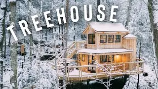 *SNOWY* TREEHOUSE CABIN FULL TOUR! | The Beech Treehouse