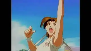 Anime girl beach volleyball scene