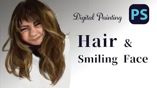 Digital Painting -Smiling girl's hair // Photoshop (No commentary)