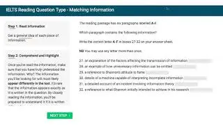 IELTS Academic Reading -  Matching Information