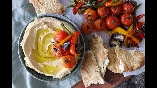 Homemade Hummus With Baked Vegetables - By One Kitchen