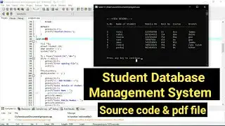 C++ Project Student Data Management System with source code & Pdf File | How To Create Project